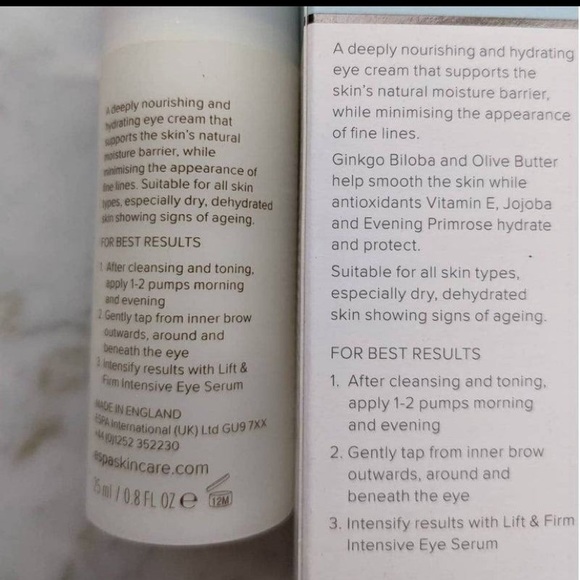 ESPA 24-Hour Replenishing Eye Moisturizer Nourish 24hr hydrating cream 25ml NWT - Picture 2 of 10